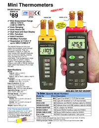 Thumbnail of document Data Sheet - HH303 2 Channel Handheld Type K & J Thermocouple Datalogger USB